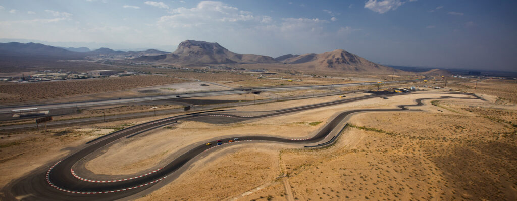 Aerial photo of the race track layout at SpeedVegas